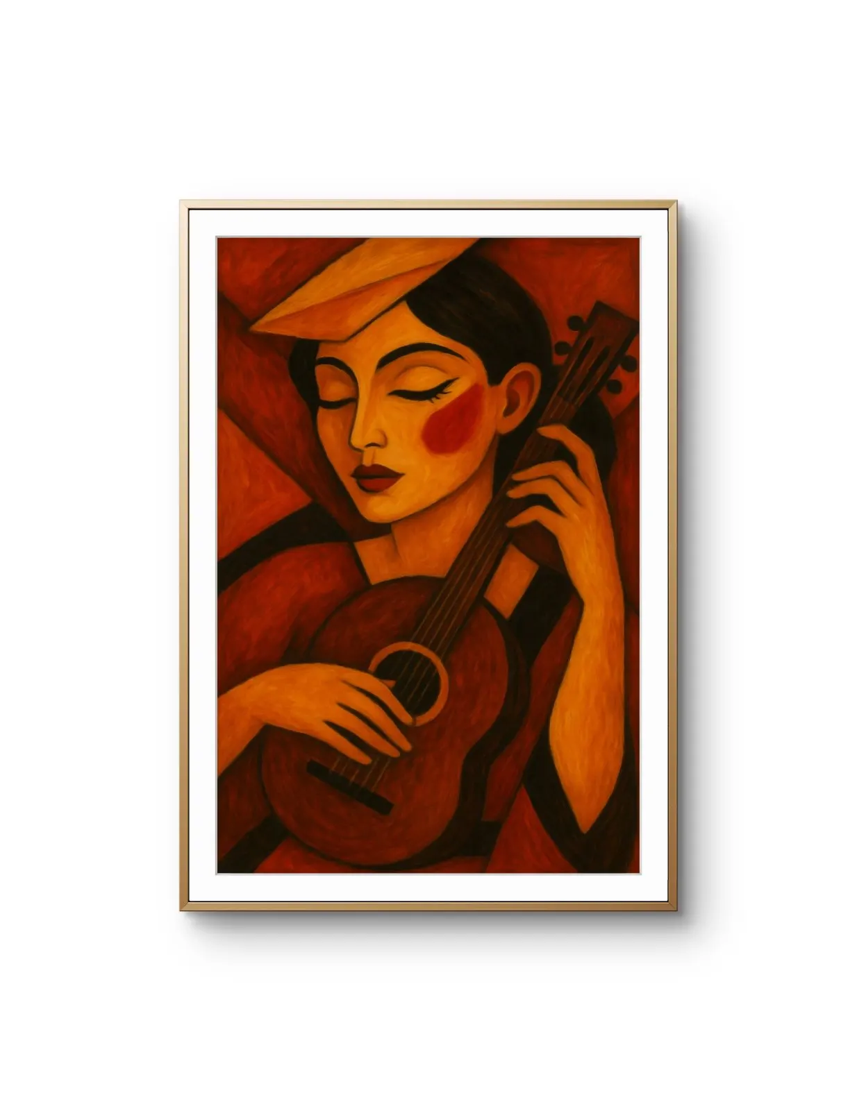 Elena Aureli - The Guitarist in Warm Tones — Mixed Media tirage d'art par Elena Aureli