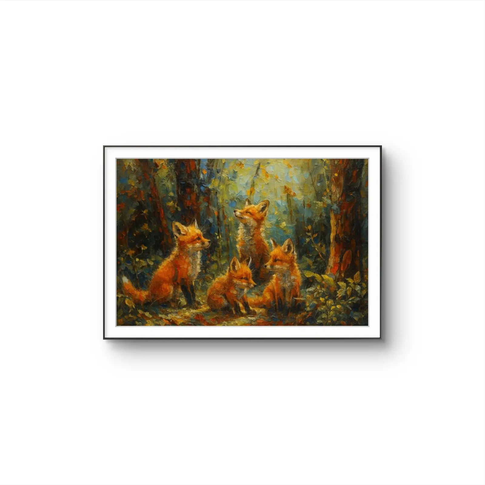 Henri des Bois - The Fox Family — Mixed Media tirage d'art par Henri des Bois