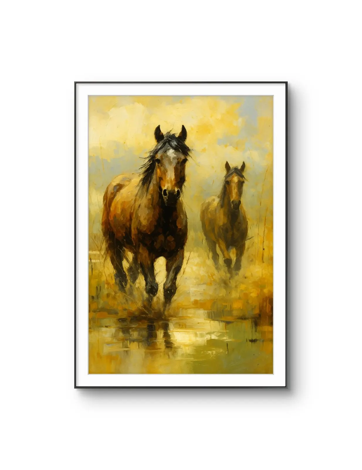 Henri des Bois - Wild Horses in the Mist — Mixed Media tirage d'art par Henri des Bois