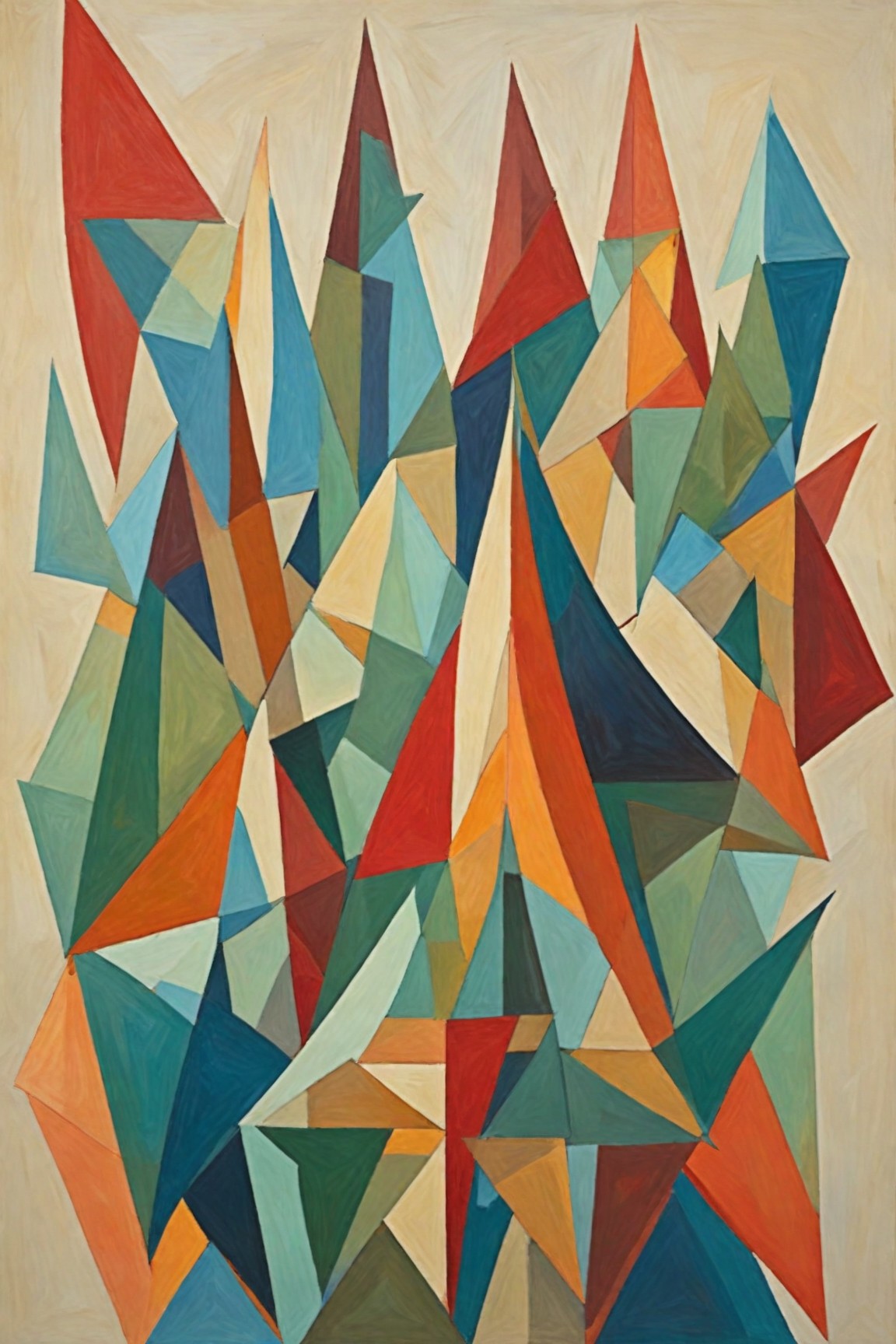 Litvin — Echoes of the Peaks, tirage d’art abstrait géométrique et coloré, idéal pour un espace de pause en entreprise