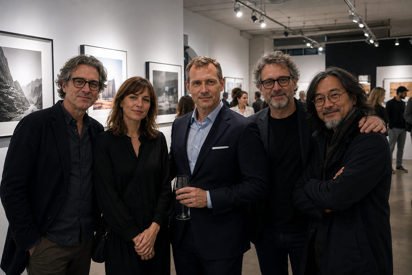 Invités à l’ouverture d’une exposition de photographie.